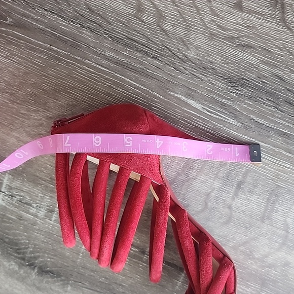 Christian Louboutin Mariniere Red Suede Gladiator Sandals Caged Strappy Heels - Picture 11 of 14